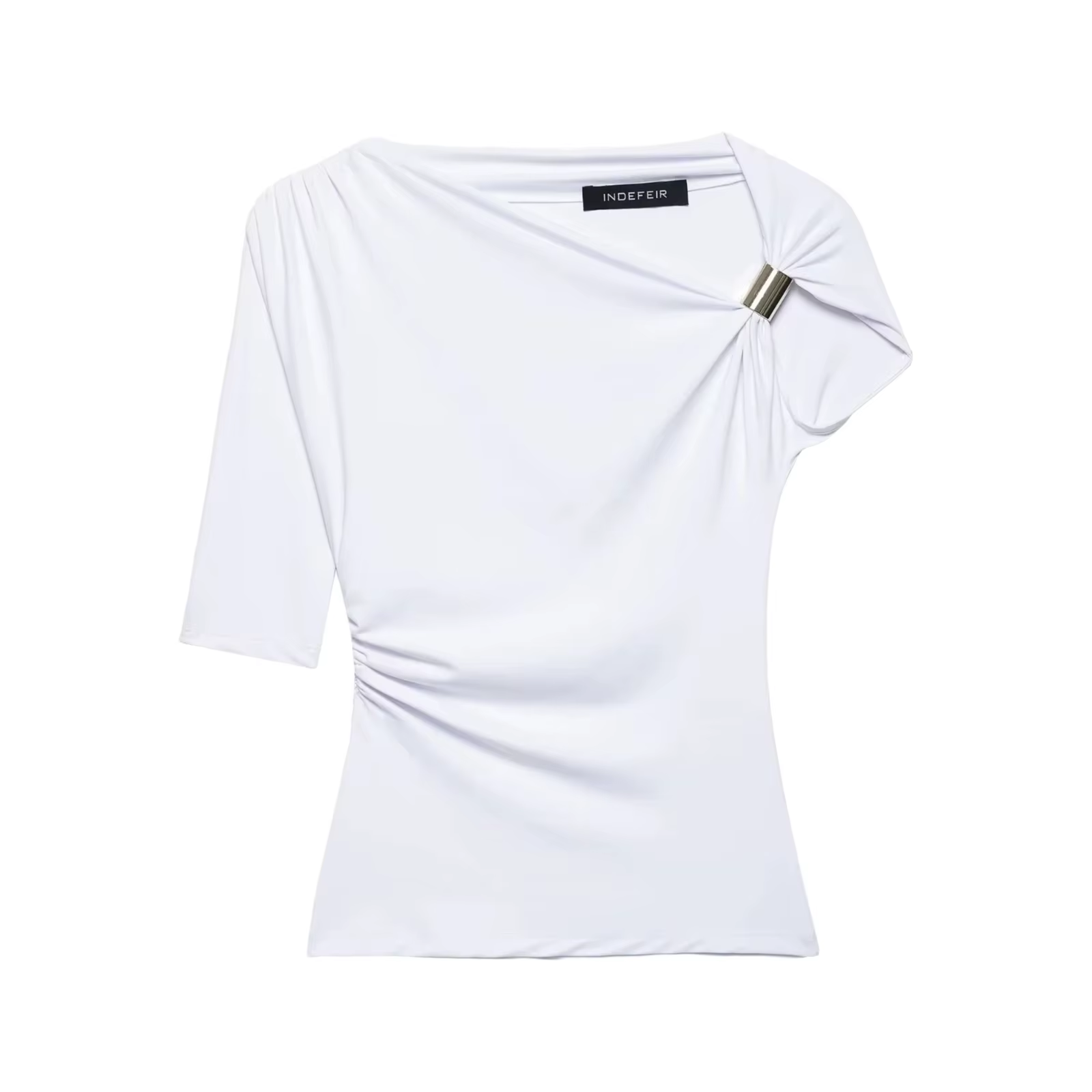 T-shirt en nylon asymétrique coupe ajustée