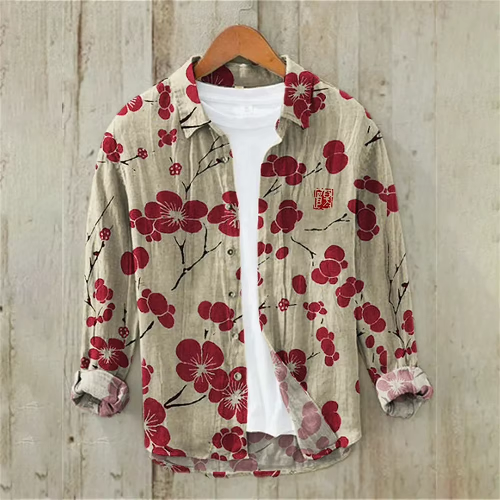 Sakura – chemise japonaise en lin mélangé