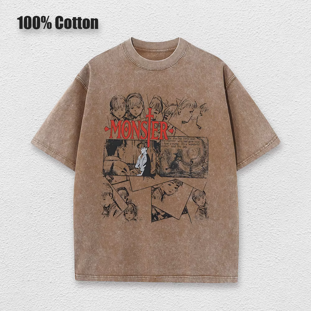 Anime monstre T-Shirts lavé hommes femmes coton Harajuku