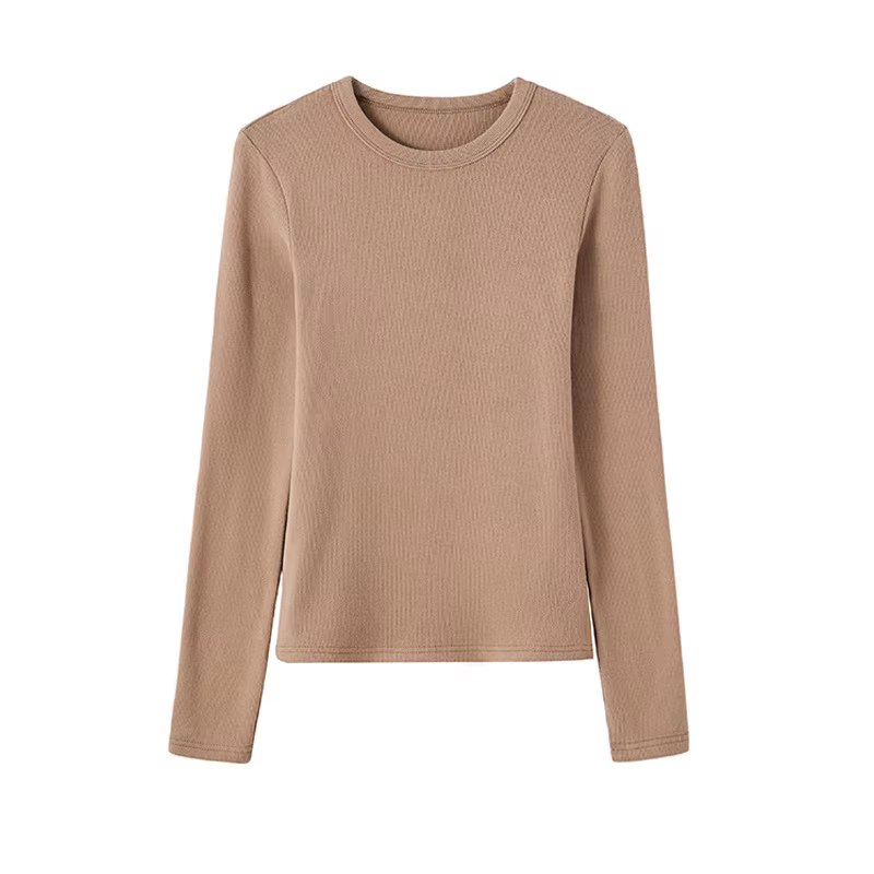 T-shirt à manches longues en cachemire doux et gluant pour femme