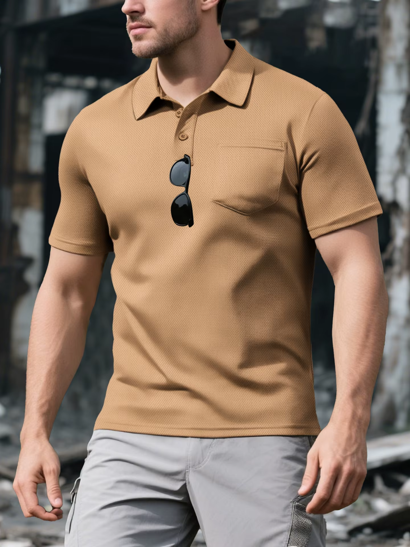 Polo à revers à manches courtes pour hommes