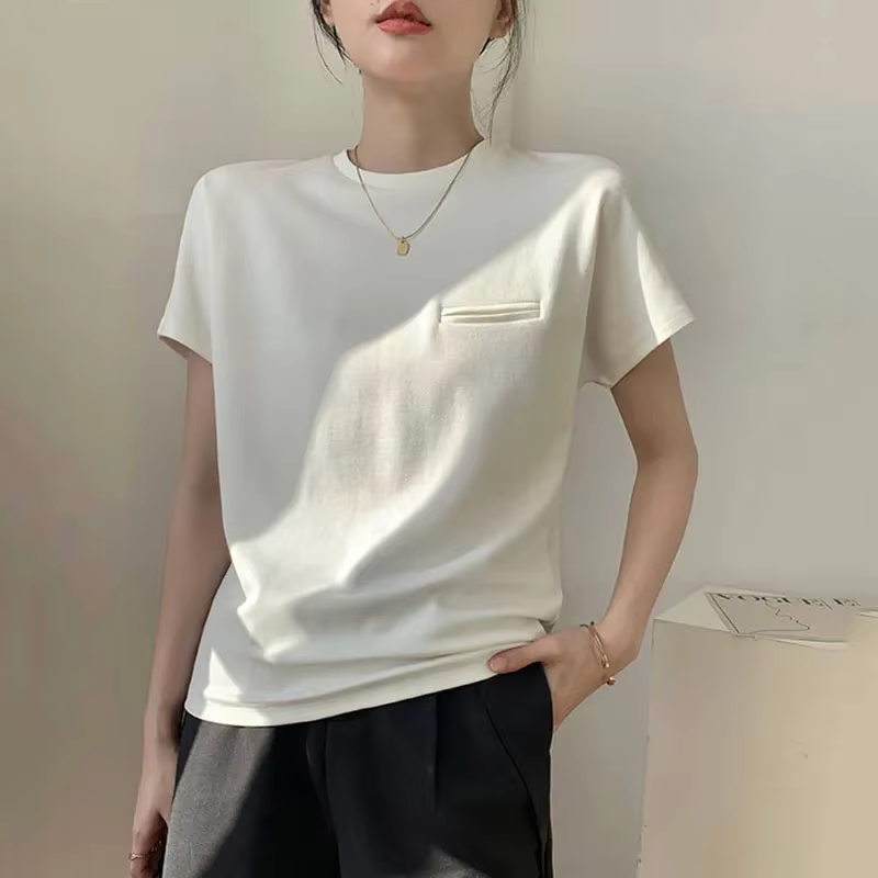 T-shirt blanc à manches courtes pour femmes