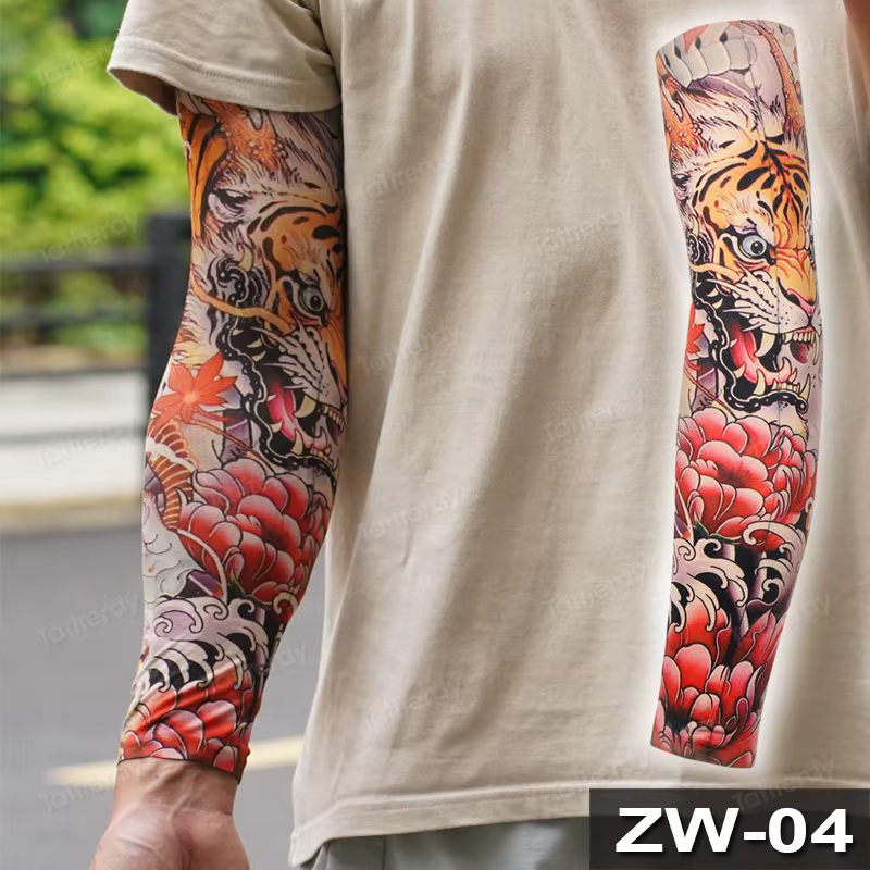 6 manchons de tatouage élastiques pour bras entier, pour hommes et femmes, motif réaliste de crâne Hannya japonais et dragon, pour maquillage corporel