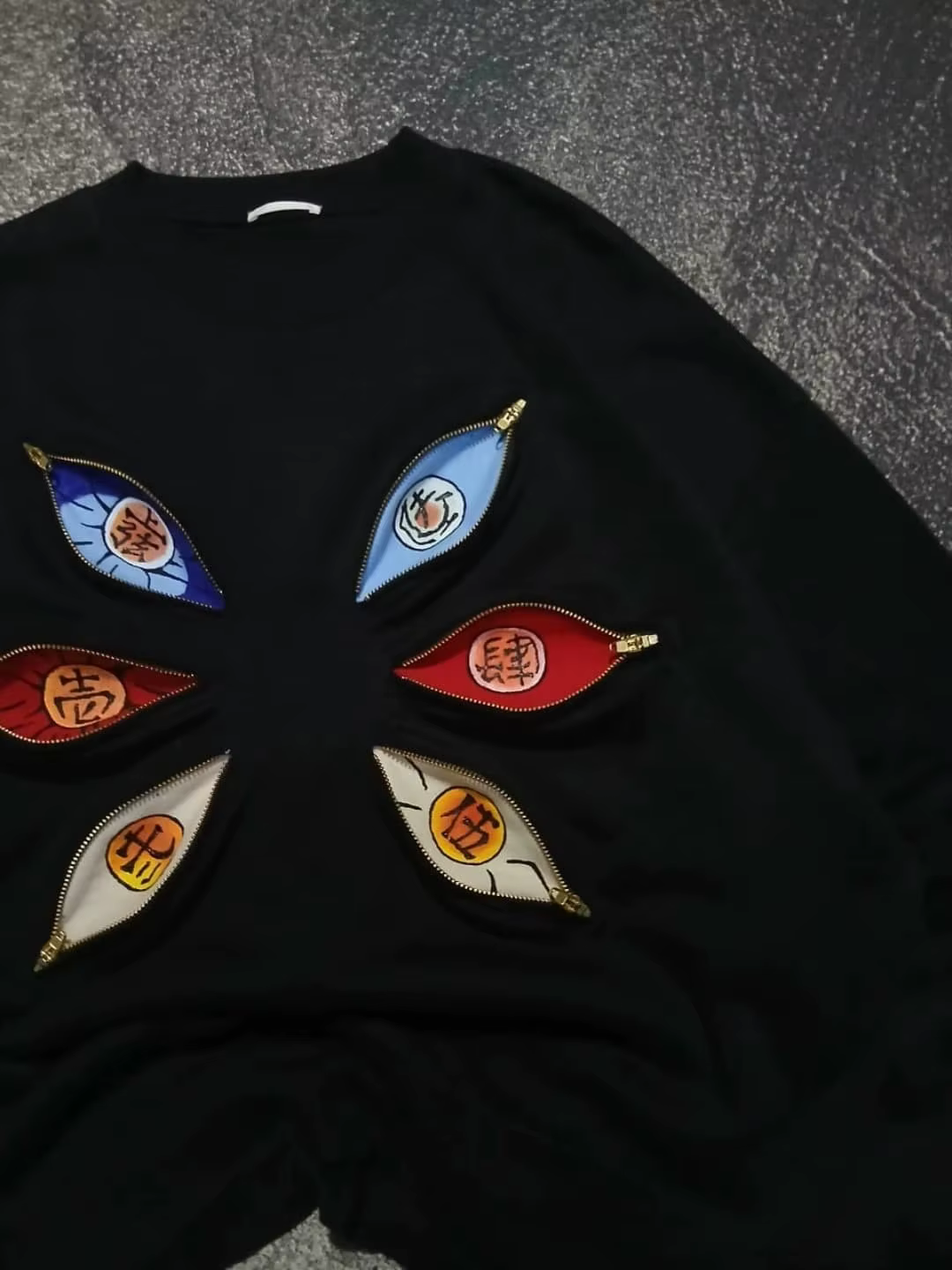 Douze Kizuki fermeture éclair yeux graphique t-shirts Harajuku Vintage à manches longues Style gothique Streetwear Kokushibo Y2k hauts hommes vêtements
