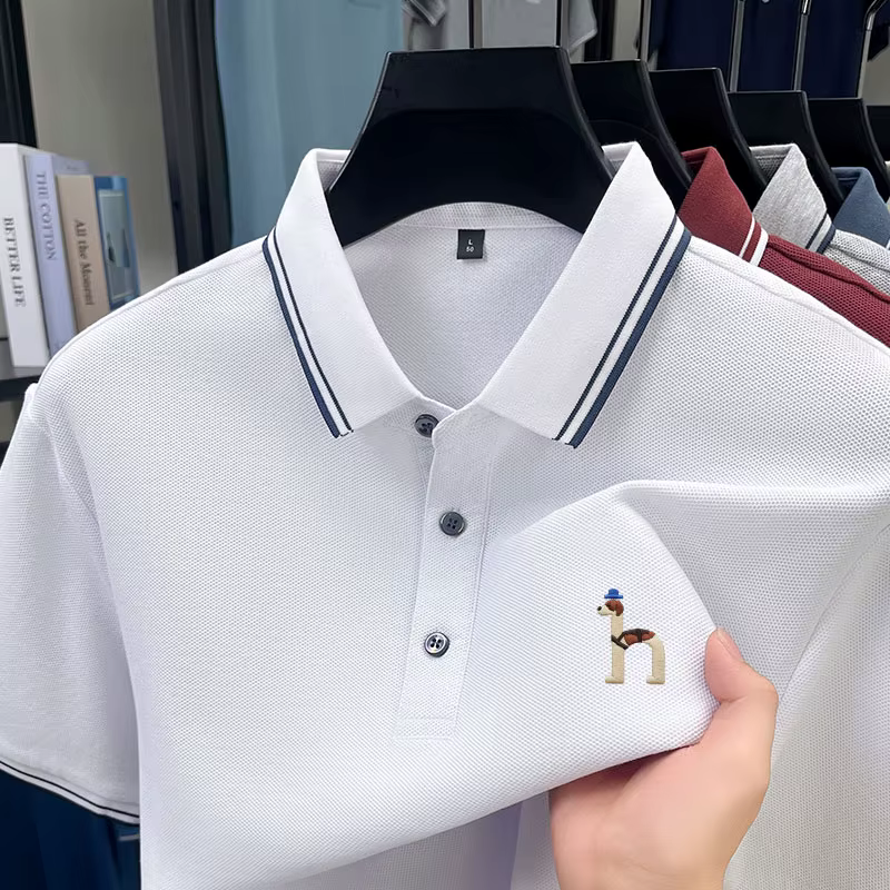 Polo brodé de marque haut de gamme pour homme