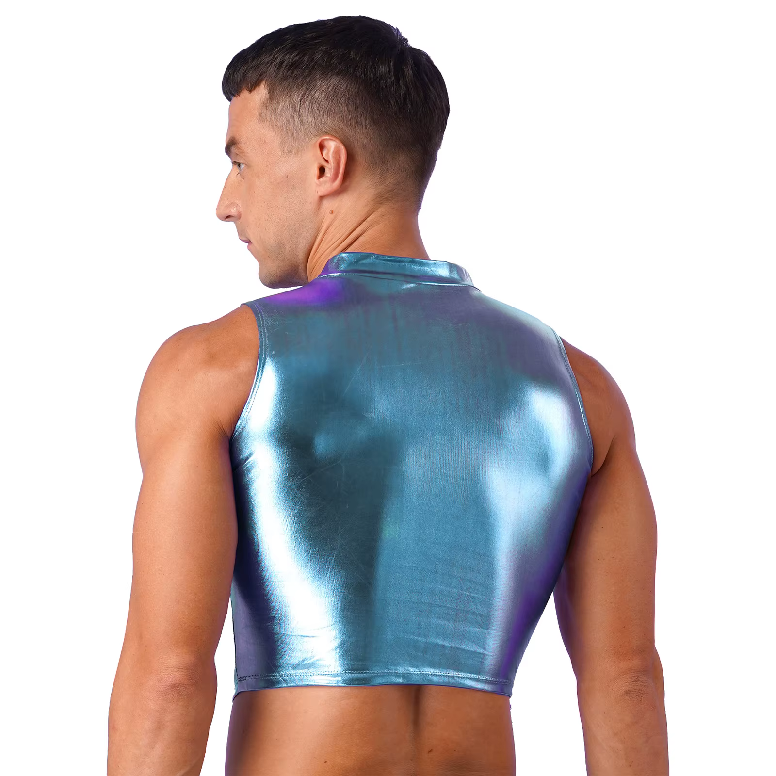 Haut court métallique Sexy pour hommes