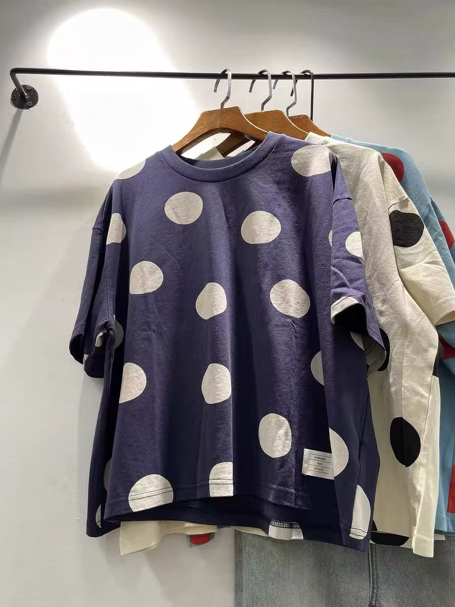 T-shirt à pois style japonais Mori Girl 2026 pour femme