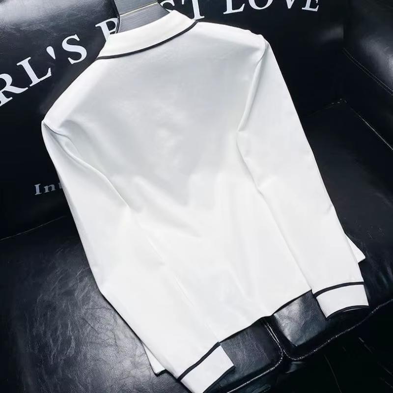 Polo à fermeture éclair pour homme, sweat-shirt blanc d'affaires, pulls de poche, formel, en vrac, une pièce, offres de vêtements originaux, média Emo