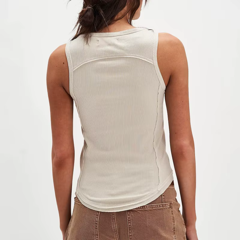 Débardeur côtelé à boucle pour femme