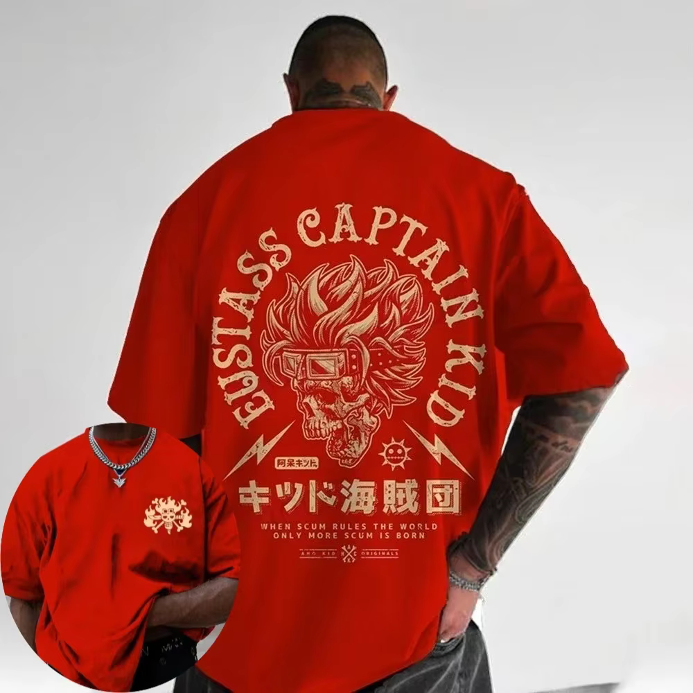 Une pièce hommes T-shirt Eustass enfant été automne Anime garçon enfants à manches courtes rétro confortable Parent-enfant tenue printemps