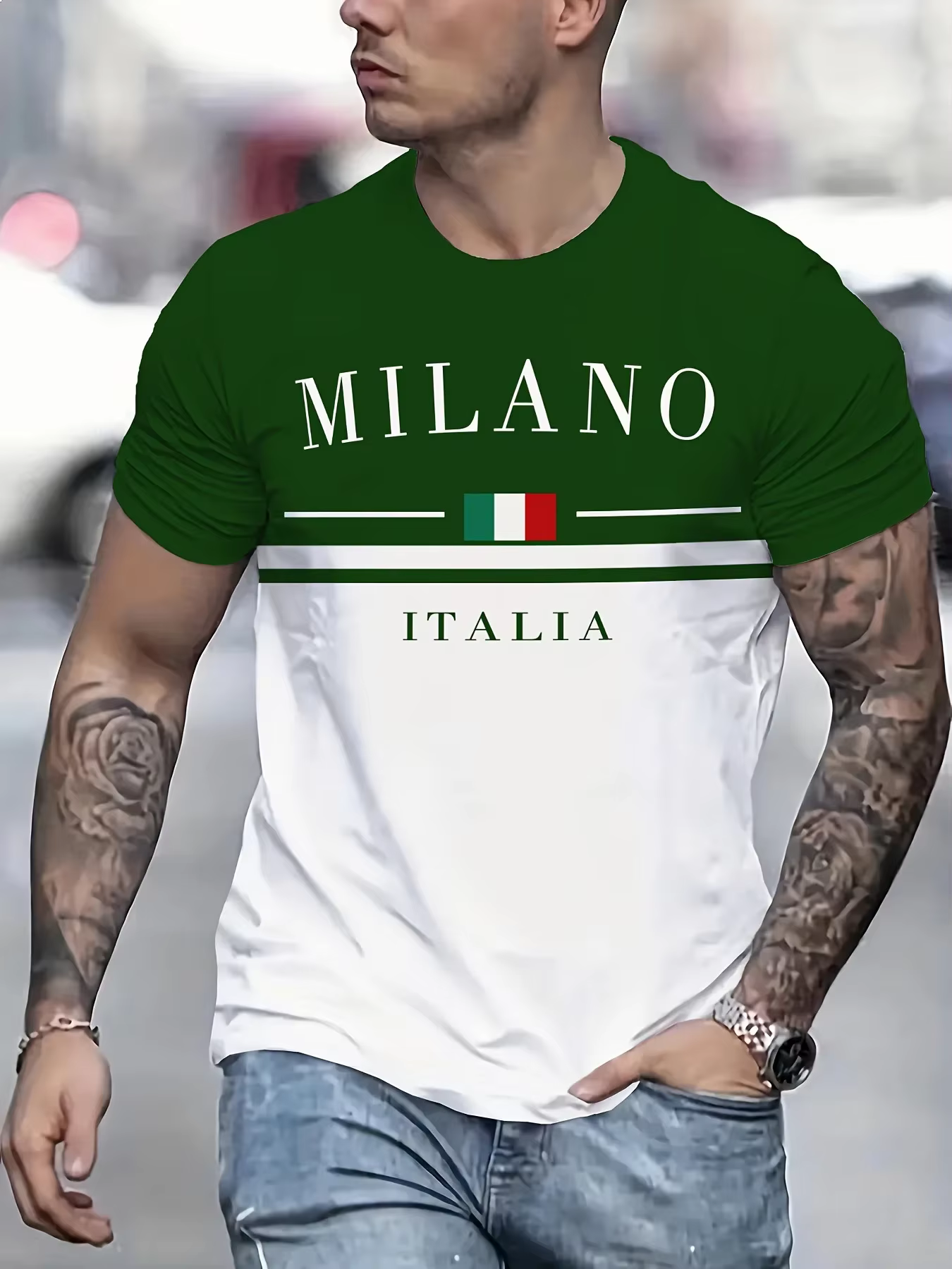 Italia Milano lettre motif 3D imprimé hommes t-shirts à manches courtes décontracté hauts
