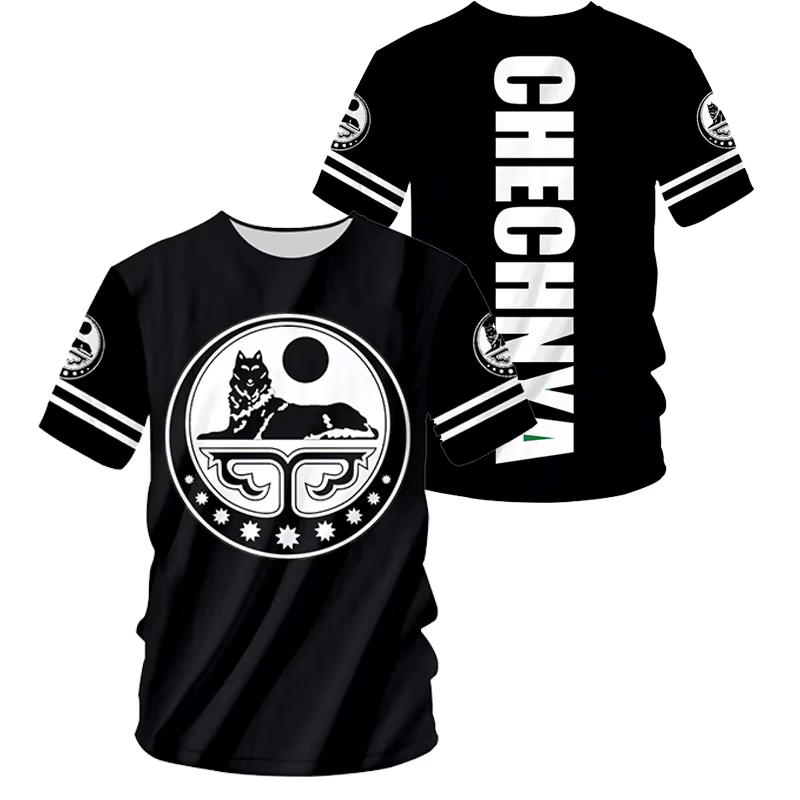 T-Shirt avec emblème de la Tchétchénie pour hommes et femmes