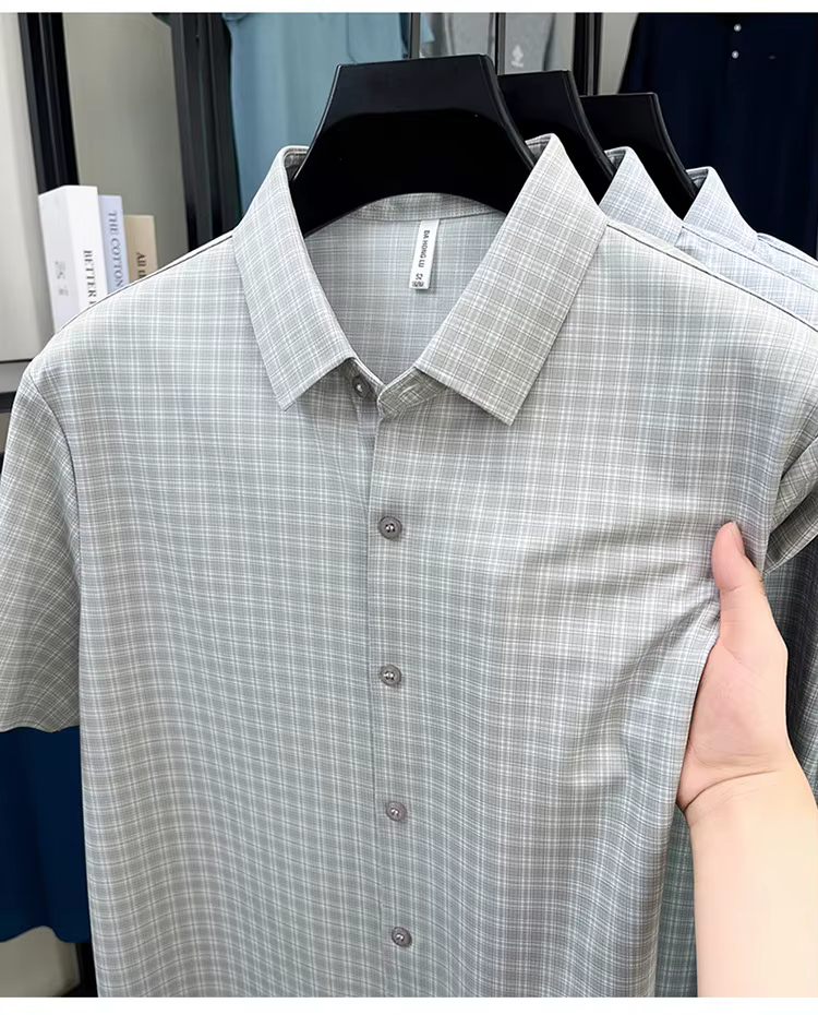 Chemise à carreaux à manches courtes pour homme