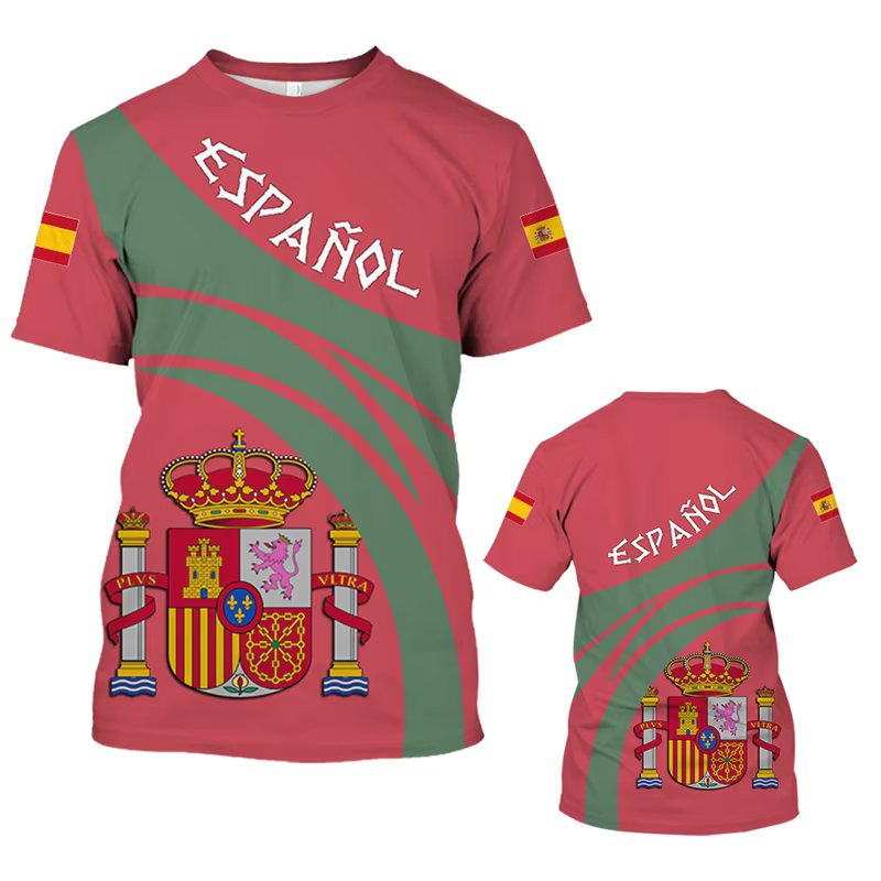T-shirt à manches courtes avec emblème national espagnol pour hommes