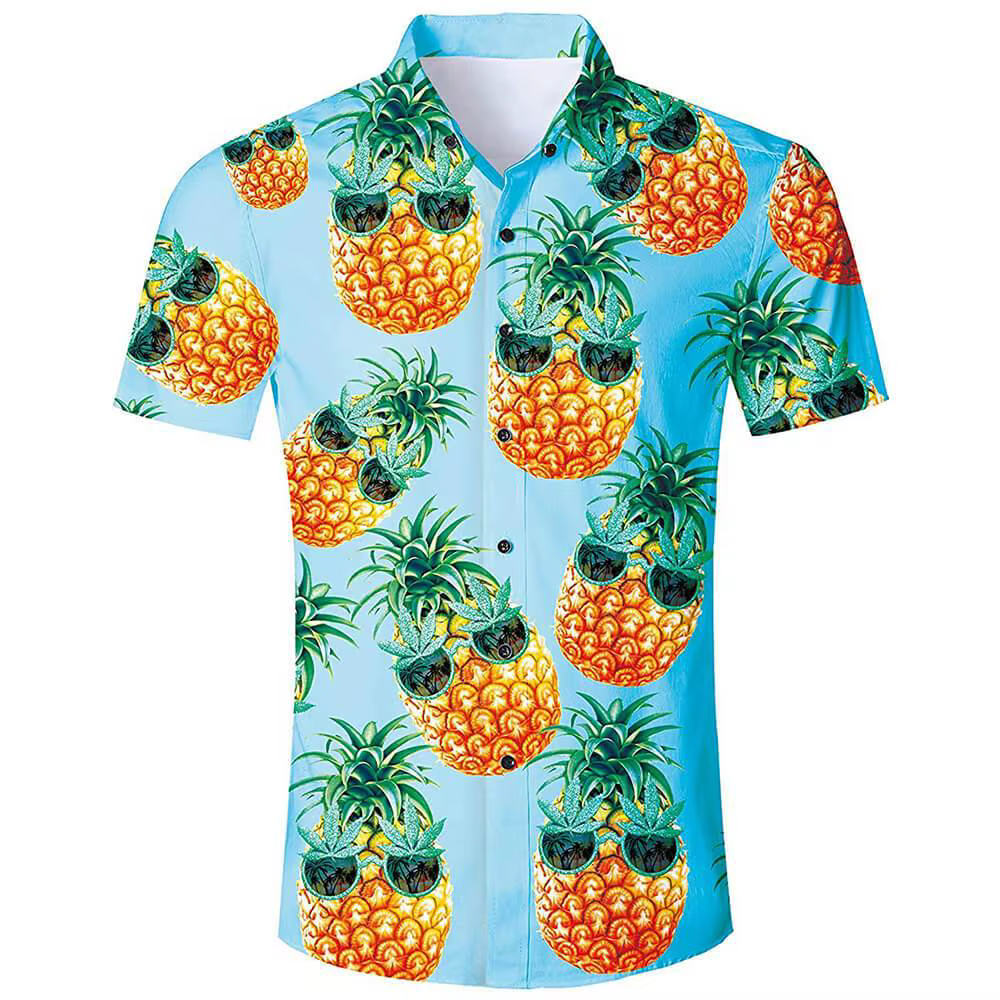 Chemises ananas drôles impression 3d chemisier de plage pour hommes revers de vocation Camisas hawaïennes vêtements boutonné