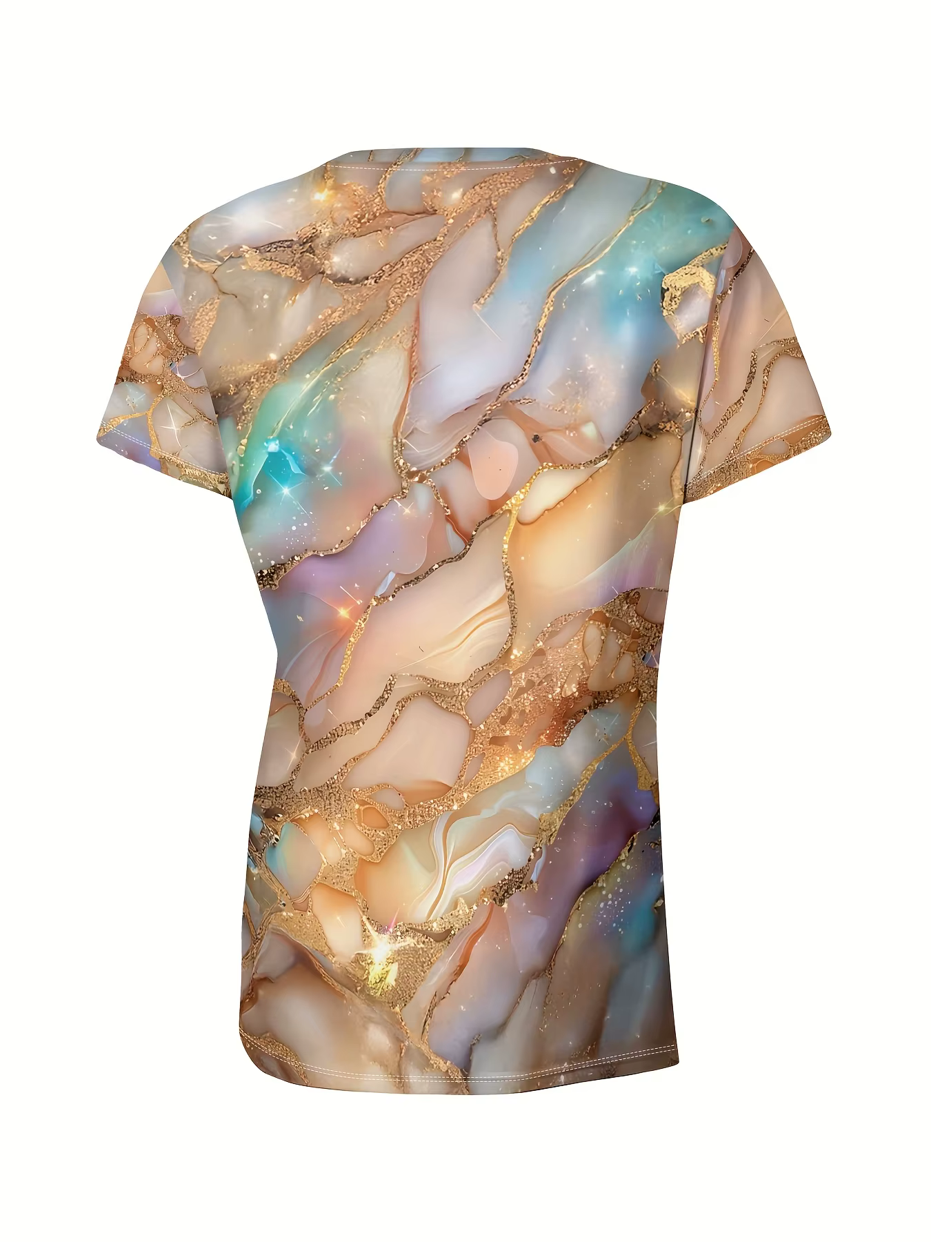 T-shirt femme Pastel & Or - Motif marbré chatoyant