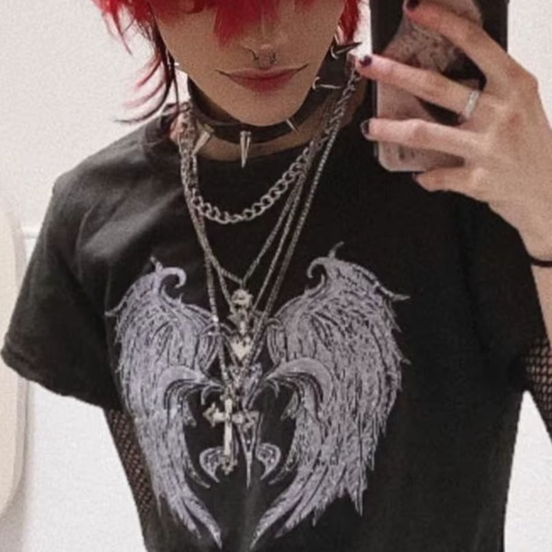Femme Y2K Vêtements Star Hauts Femmes Tshirt Harajuku Rétro Mode Gothique Manches Courtes Récolte Sexy