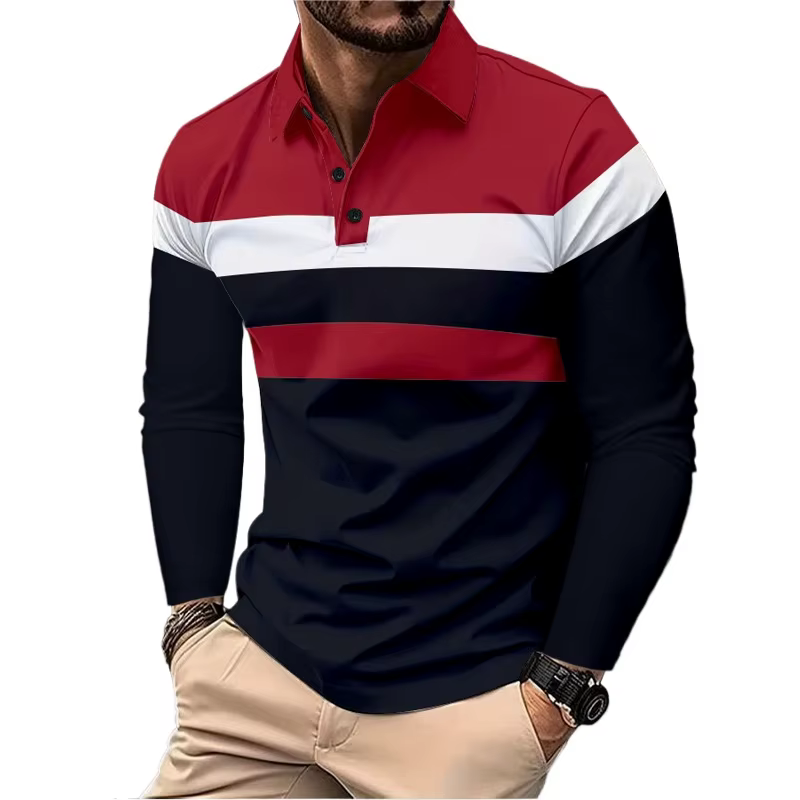 Nouveaux vêtements de survêtement hommes à manches longues revers chemises respirantes