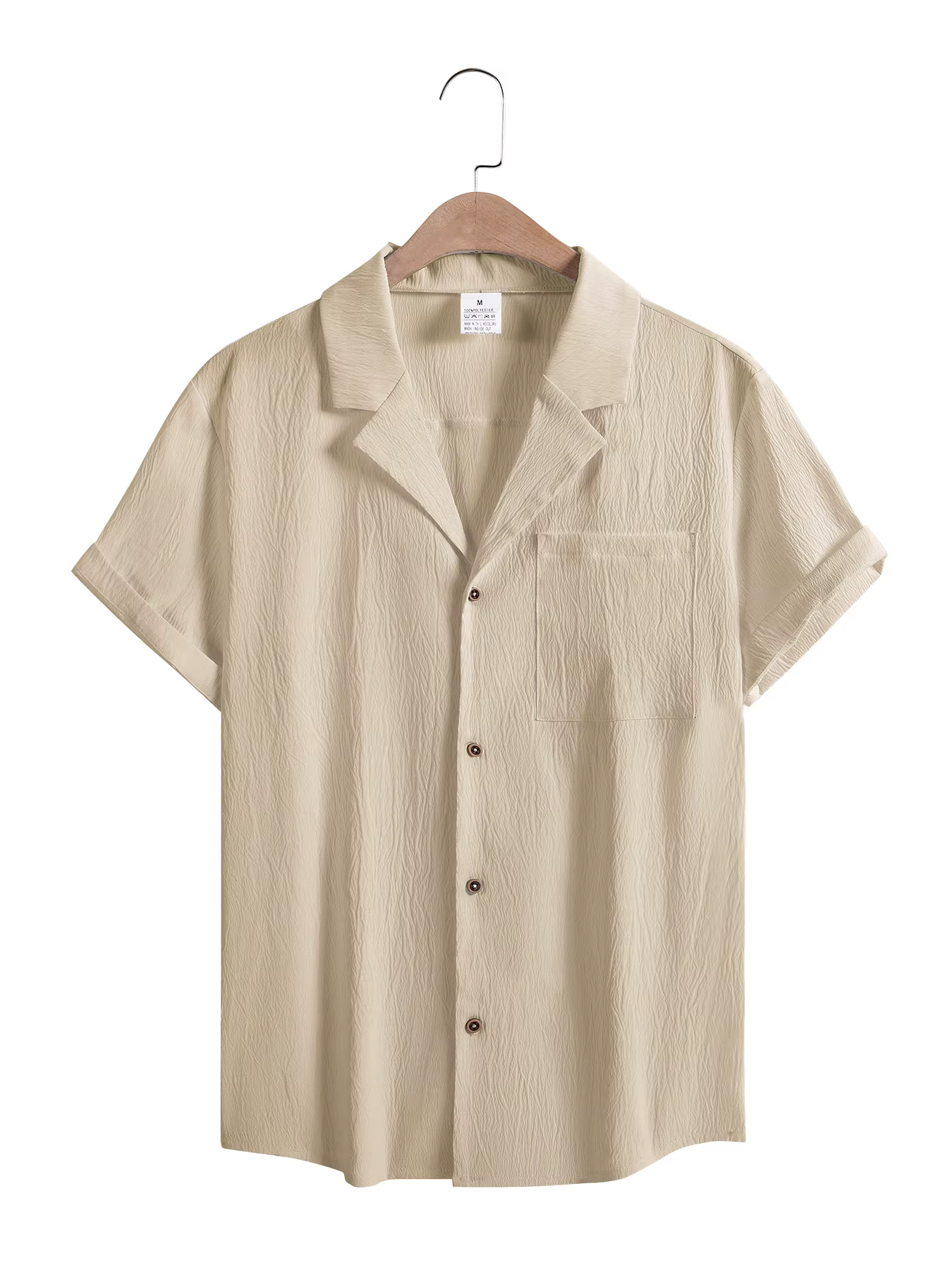 Nouveaux hommes à manches courtes T-Shirts été à la mode respirant ample jeunesse basique coton poche haut couleur unie col montant chemises
