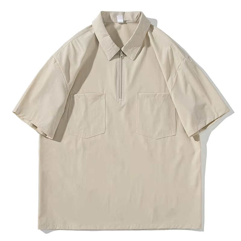 Polo homme à demi-zip et double poche