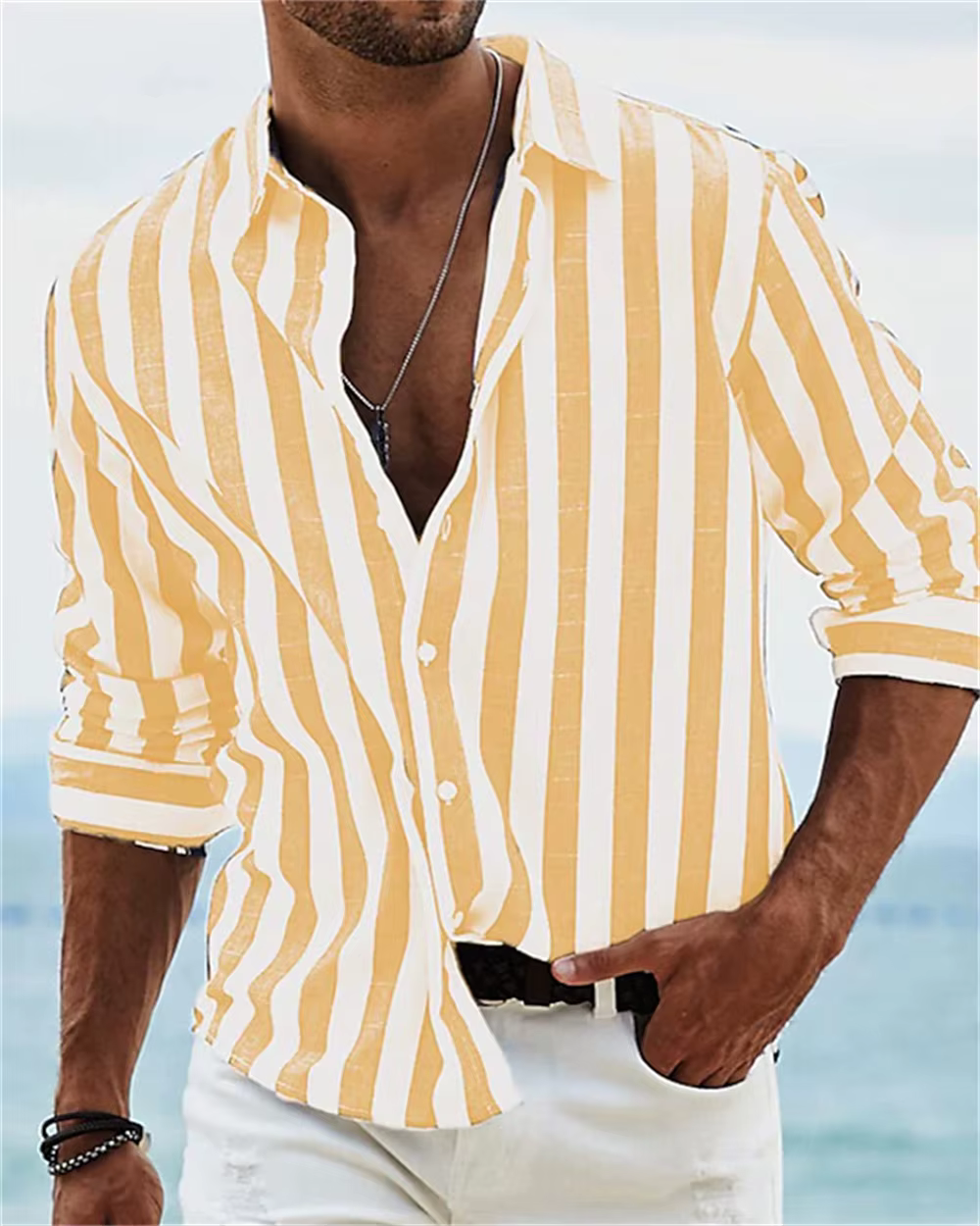 Chemise imprimée à manches longues pour hommes