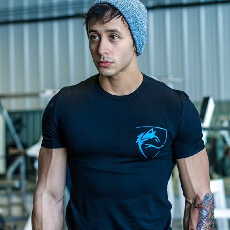 2024 T-shirts de sport d'été hommes en plein air Fitness entraînement T-shirt mode tendance coton élastique course à