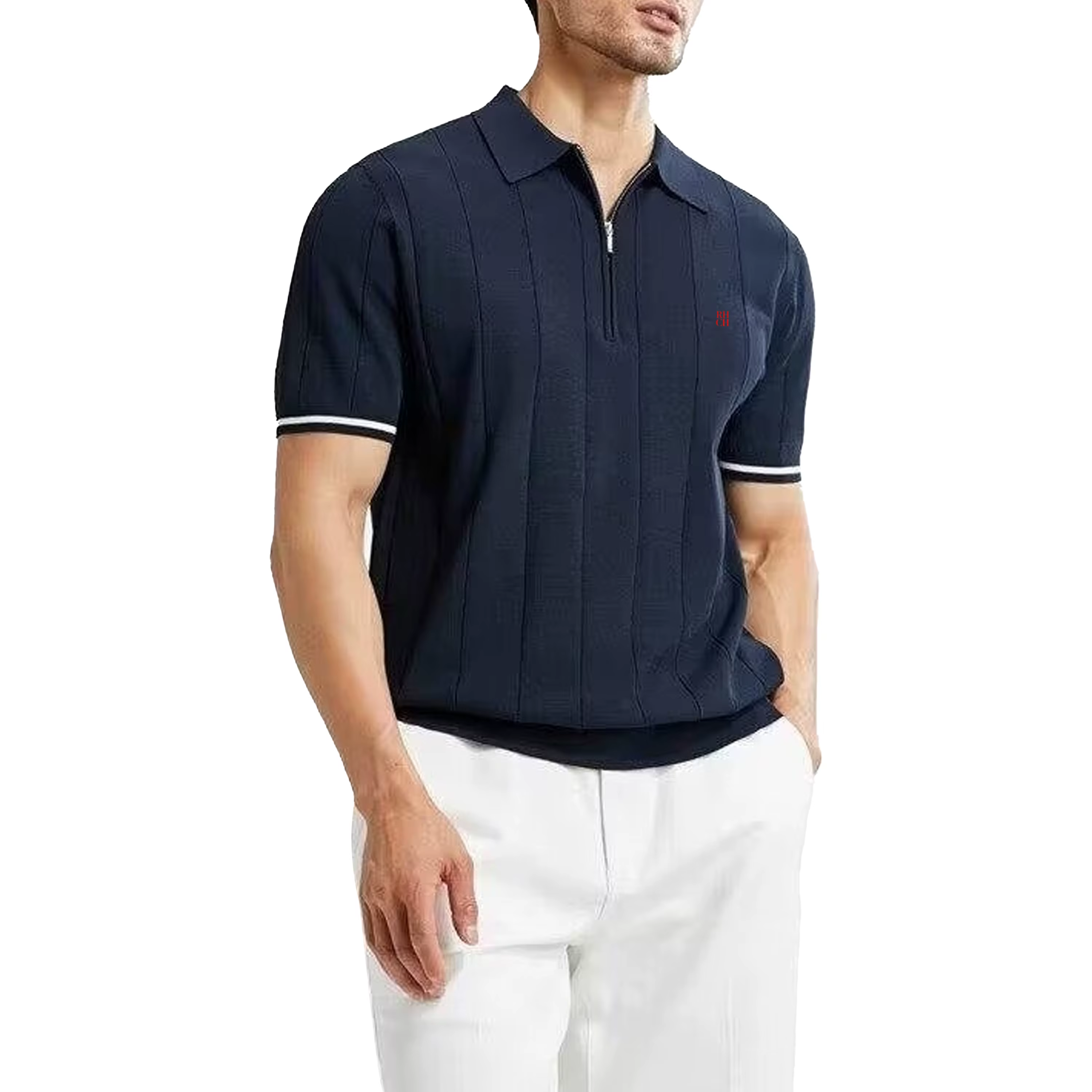 Polo à manches courtes pour homme RHCH avec col demi-zip