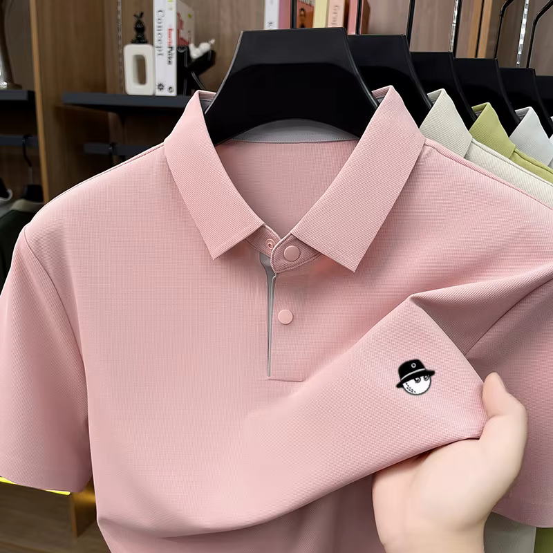 Nouveau Polo Homme Luxe Été Respirant Soie Glacée Séchage Rapide Manches Courtes Business Quotidien Golf Premium Brodé