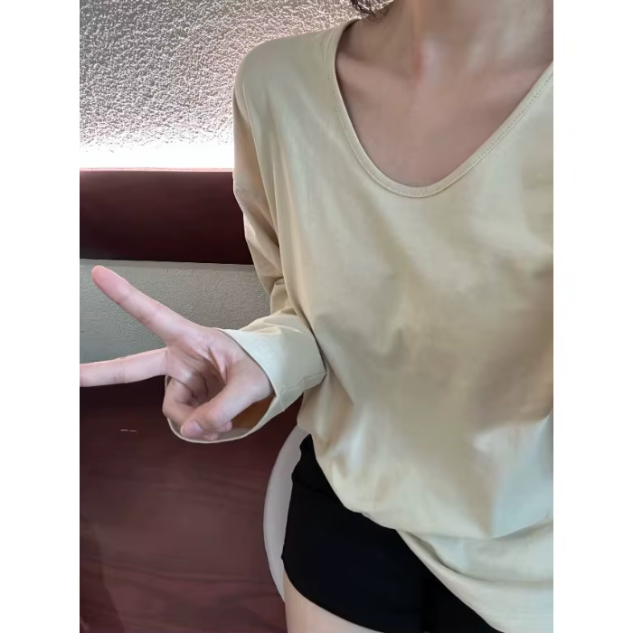 T-shirt à manches longues en velours pour femme