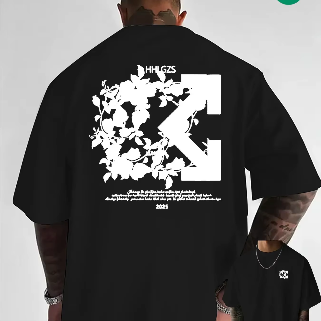 T-shirt Homme Imprimé Floral Flèche 100% Coton Grande Taille Respirant Décontracté Streetwear – Nouvelle Collection Promotionnelle