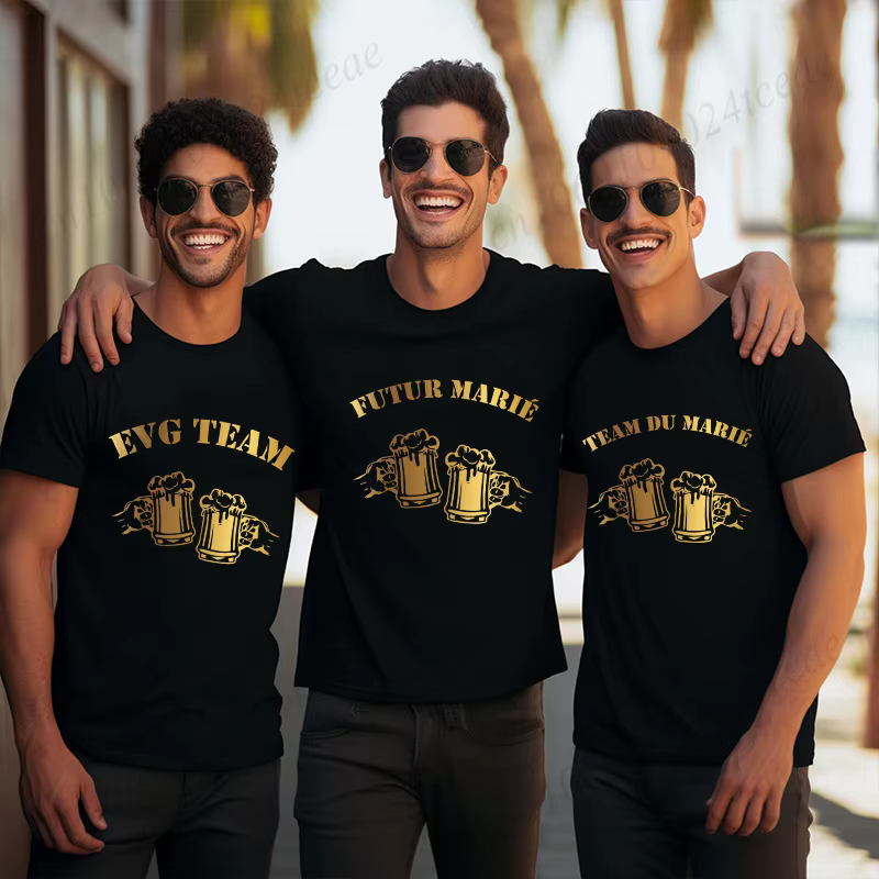 T-shirt pour homme, équipe du marié français Evg