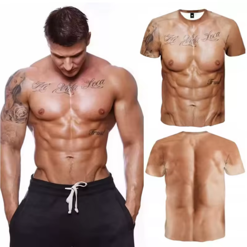 T-shirt graphique drôle pour homme avec poitrine poilue