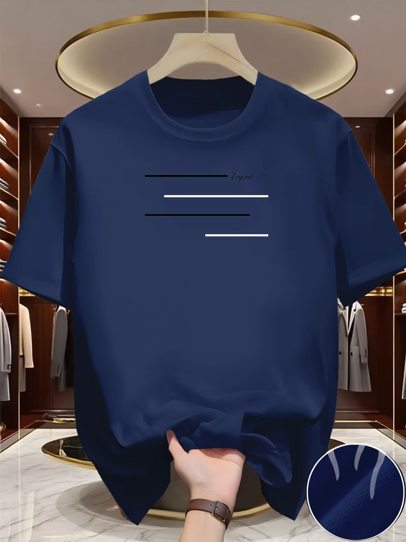 T-shirt de course à col rond pour homme - Haut léger
