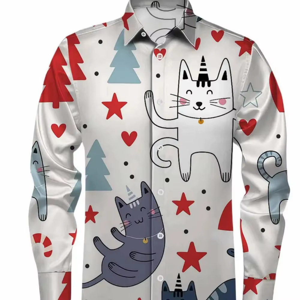 Chemise imprimée de fête de noël pour hommes