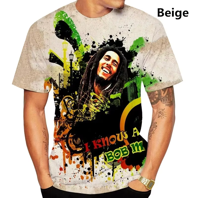 Bob Marley Hip-hop Rock chanteur impression 3D sport séchage rapide respirant hommes T-shirt en plein air rue mode décontracté à manches courtes haut
