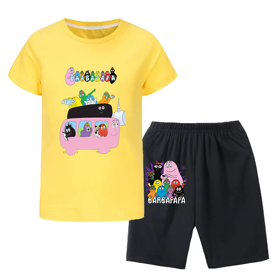 Barbapapa T-shirt pour un garçon ensemble deux pièces pour enfants de 6 à 12 ans vente d'été enfant en bas âge fille