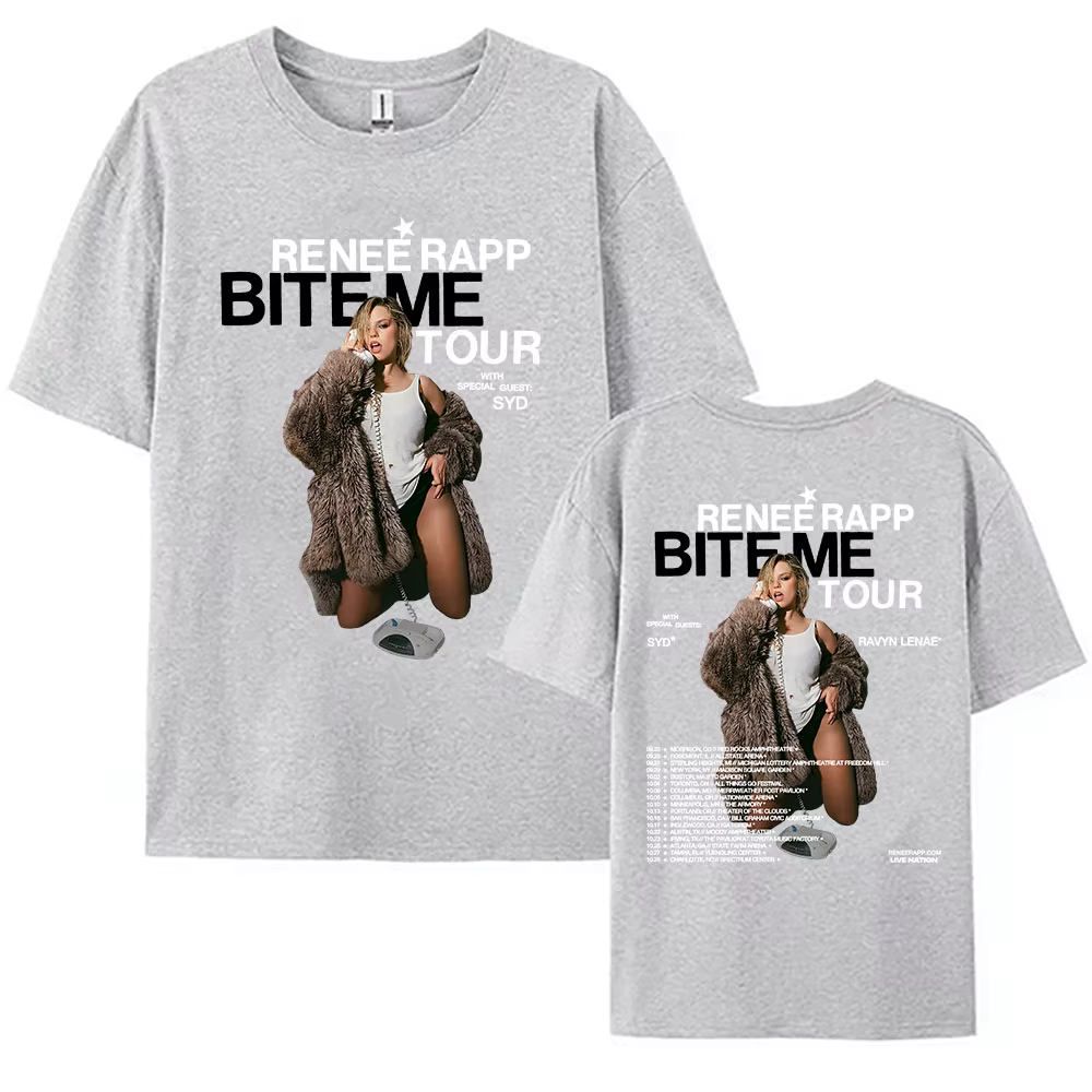 Reneé Rapp Bite Me Tour 2025 T-shirt d'été à manches courtes femmes t-shirts chanteur impression graphique