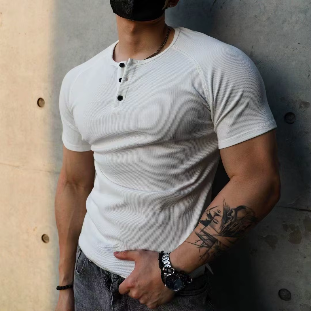 T-shirt hommes décontracté à manches courtes jogging musculaire musculation