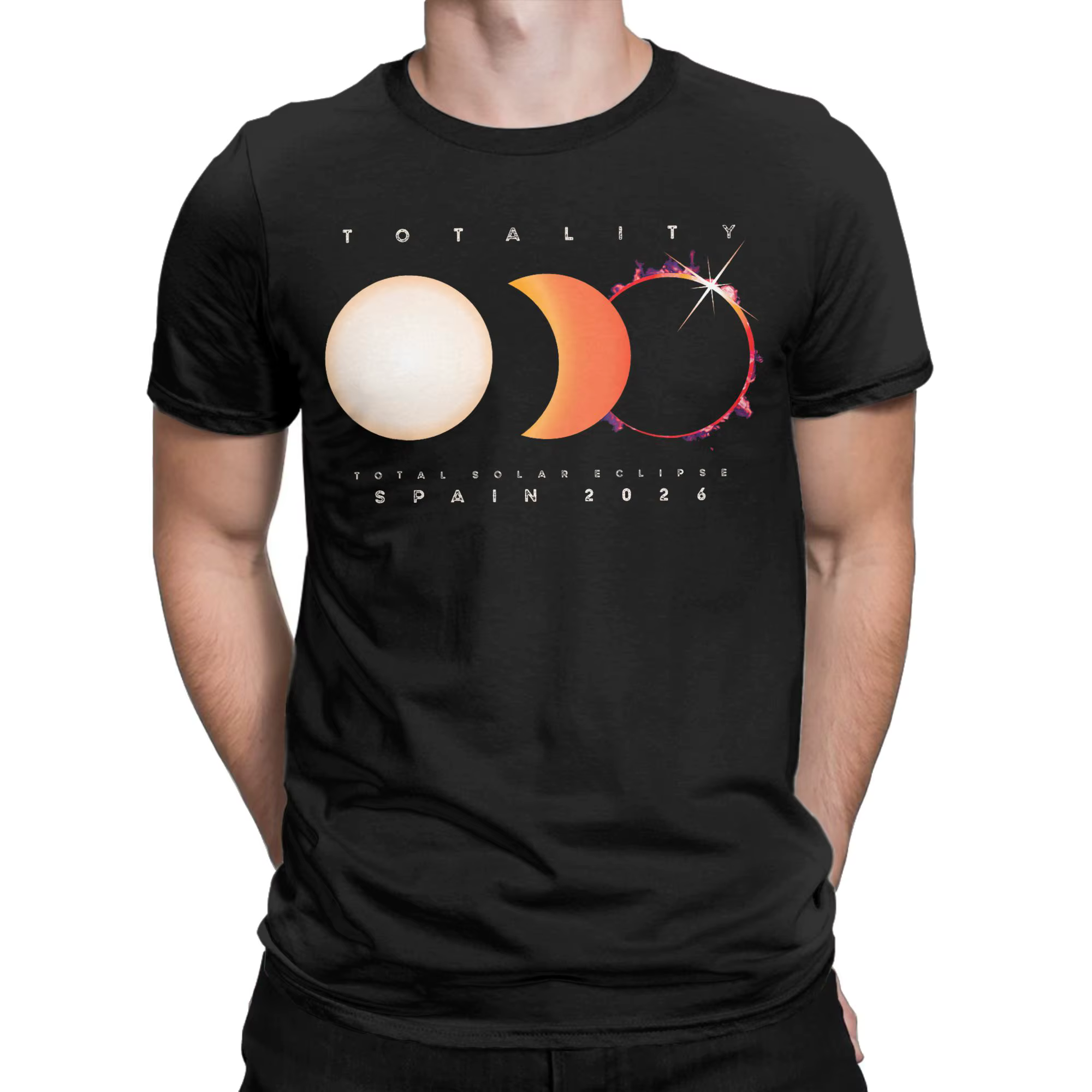T-shirt pour hommes, éclipse solaire totale en Espagne 2026