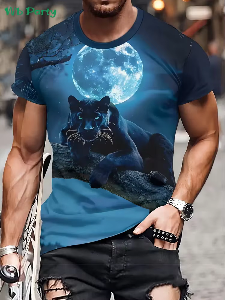 T-Shirt graphique léopard 3D pour hommes