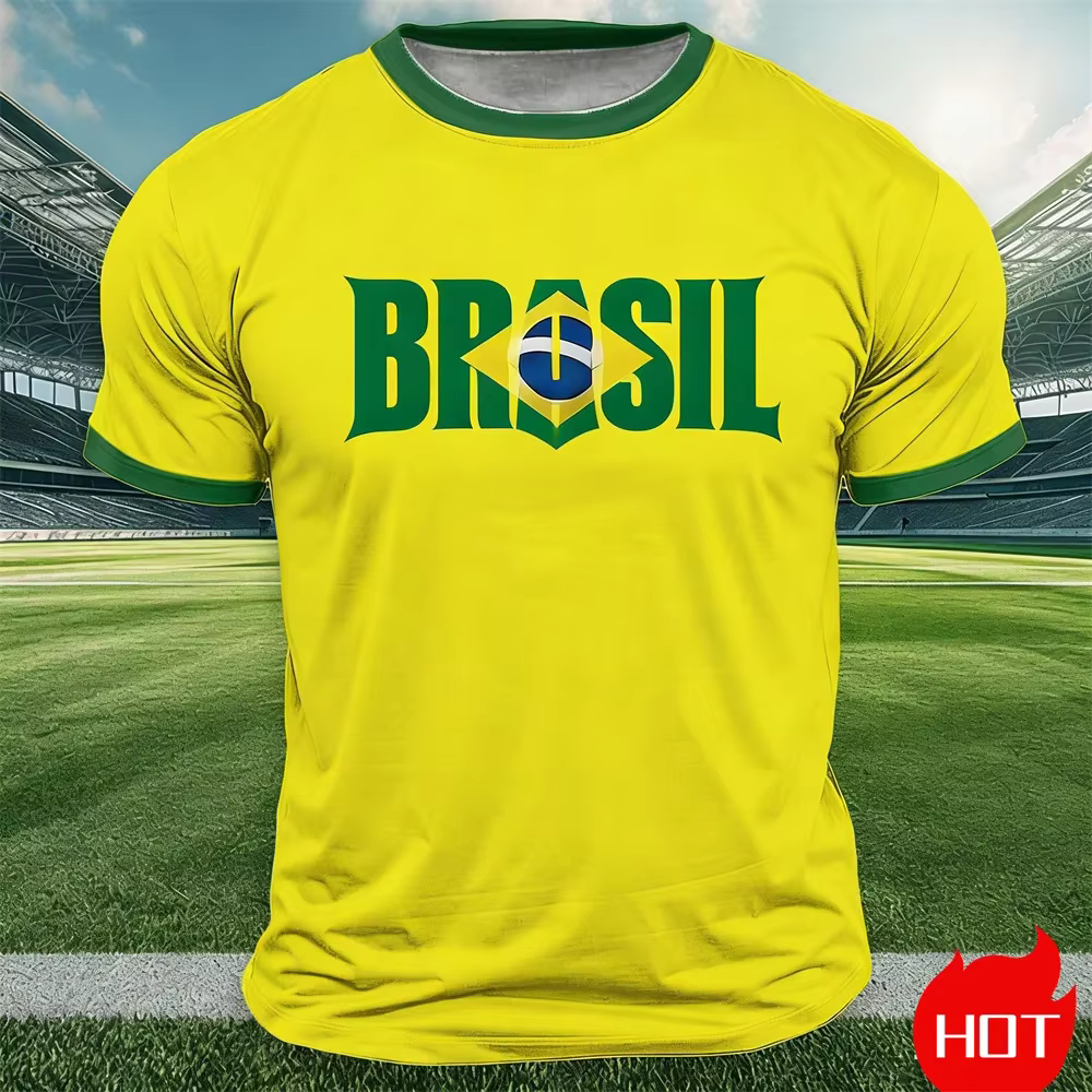 T-shirt imprimé drapeau du Brésil pour hommes