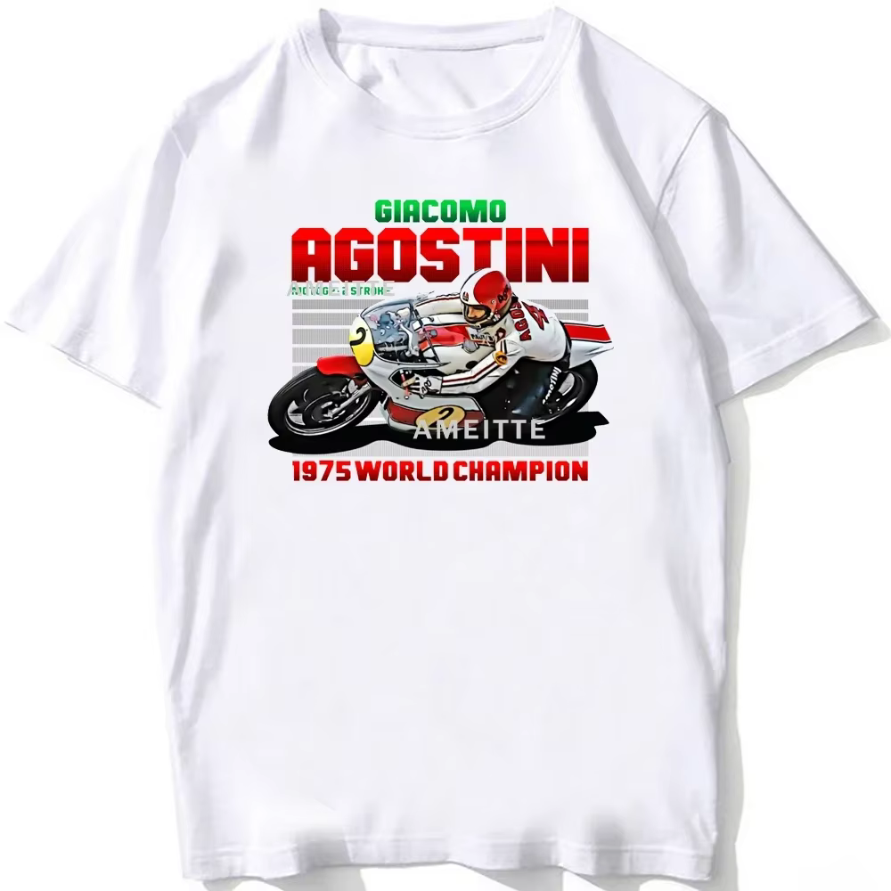 Giacomo Agostini GP 1975 légende 70s Style rétro T-Shirt hommes