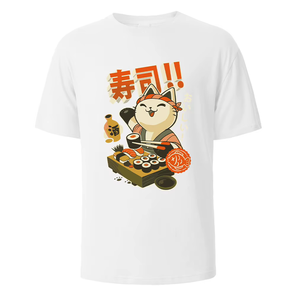 Sushi chat imprimé t-shirts 100% coton