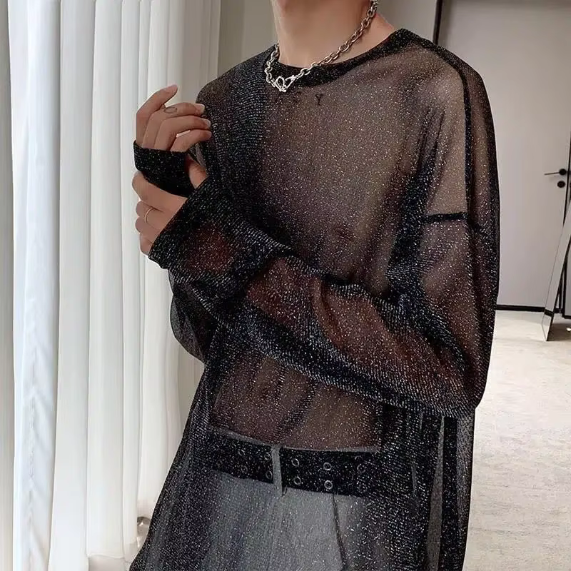 T-Shirt en Maille Transparente pour Homme