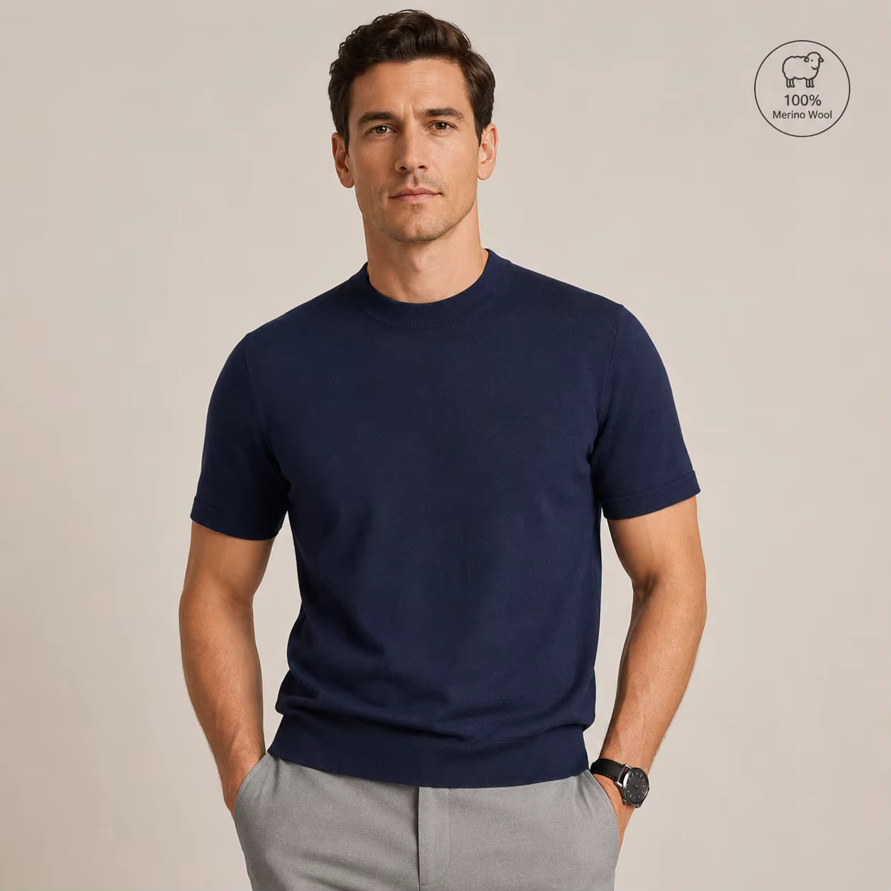 T-shirt pour homme 100% laine mérinos à manches courtes