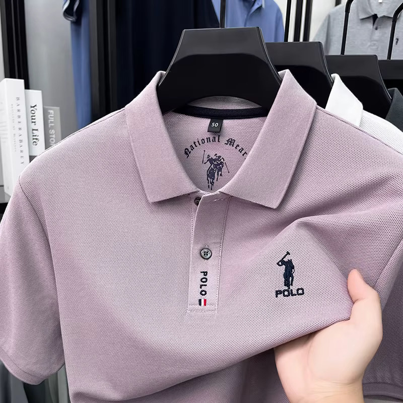 Marque de luxe à manches courtes mercerisé coton polo shirt été nouveau hommes d'affaires t