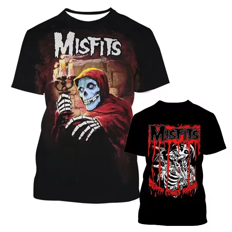 Misfits Rock Band T-Shirts crâne 3D imprimé Streetwear hommes femmes décontracté mode à manches courtes t-shirt