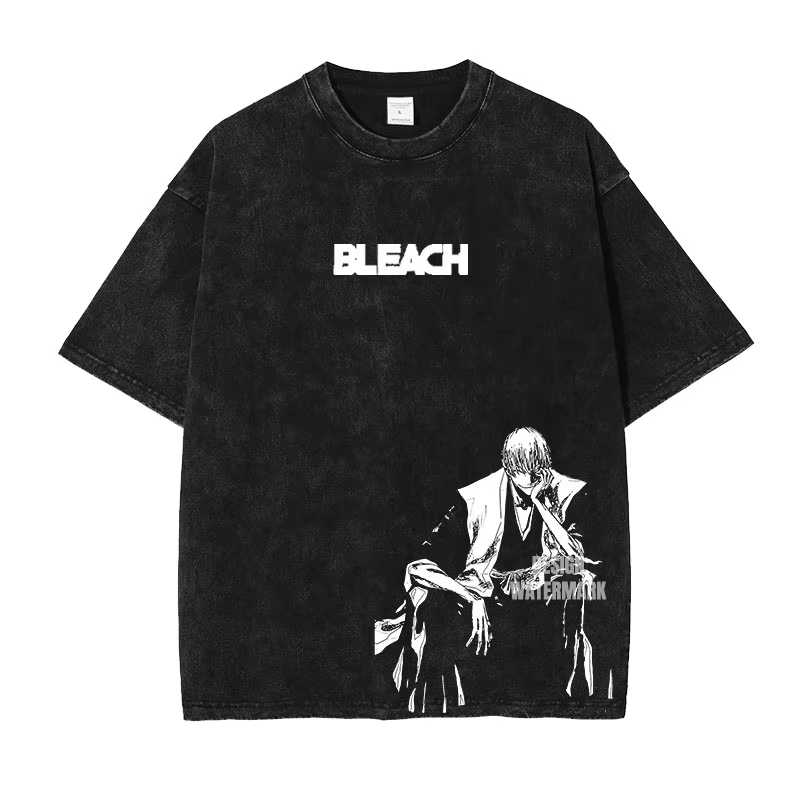 Anime B-Bleach t-shirts surdimensionné Vintage lavé Kurosaki Ichigo T-shirt Streetwear Manga Renji Zaraki Kenpachi hauts