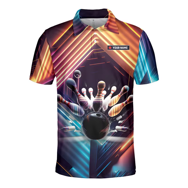Polo graphique de bowling pour hommes