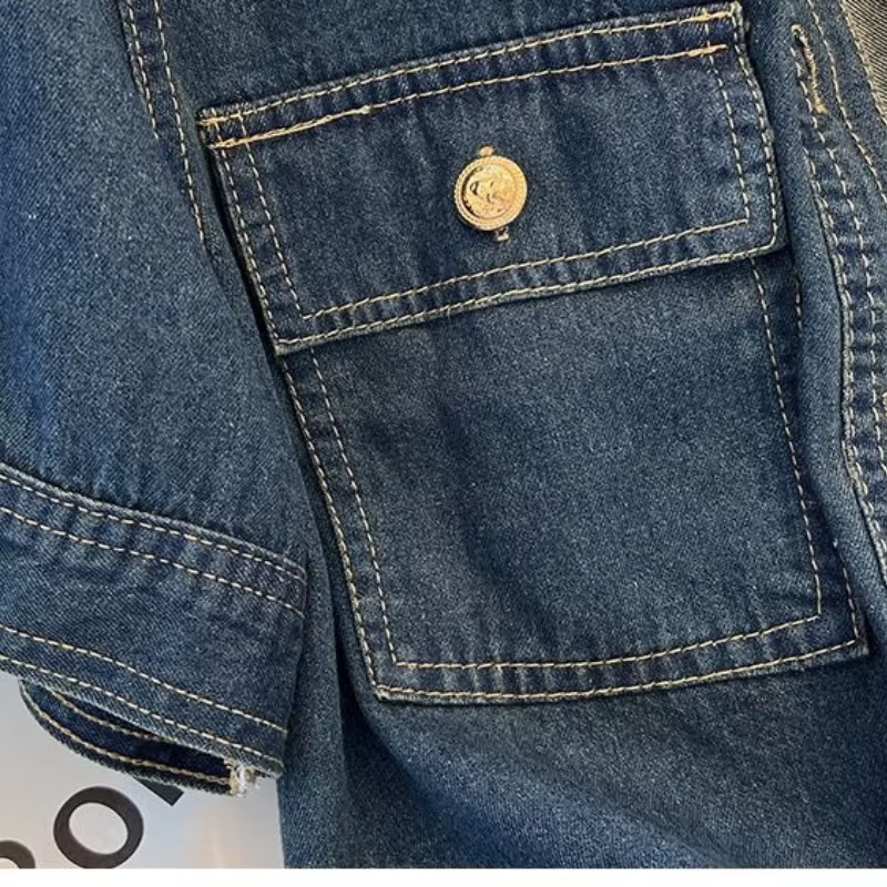 Streetwear femmes Denim vestes à manches courtes été Jean veste vêtements d'extérieur Ropa Mujer mode rétro Vintage manteau recadrée hauts